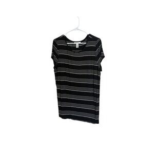 White House Black Market WHBM Striped Short Sleeve Top Black White XL